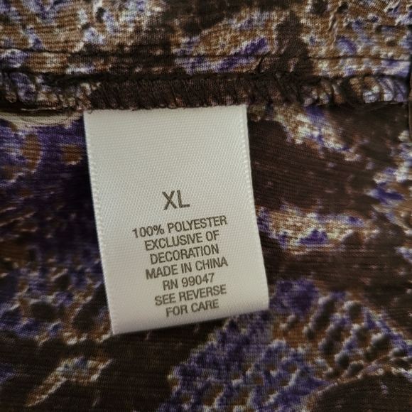 DRESSBARN BROWN PURPLE GREEN ETC FLOWY BUSINESS CASUAL WEAR TOP SZ XL - Picture 6 of 6